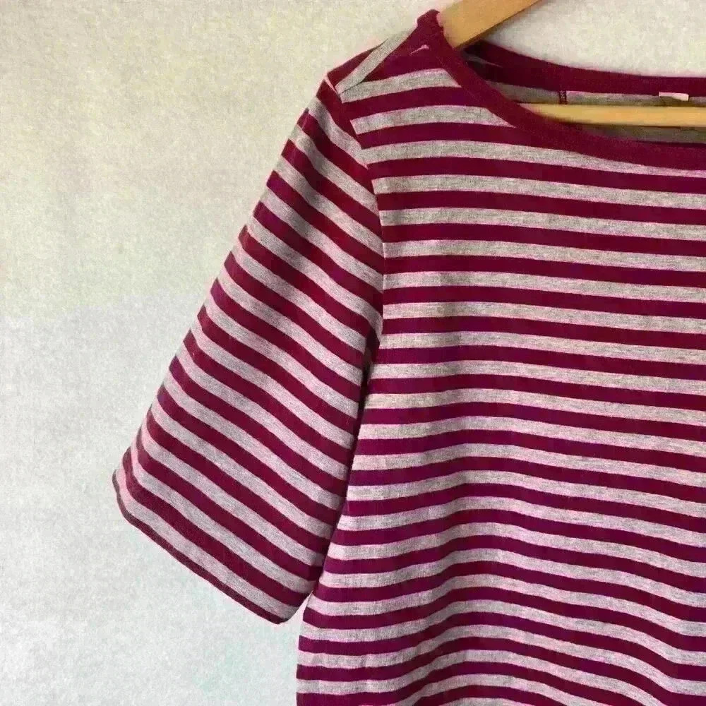 Tommy Bahama Women's Magenta and‎ Gray Striped Short Sleeve Shirt Size Large - Picture 4 of 13